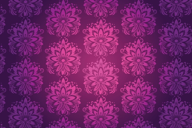 Vector patrón floral rosado sobre fondo púrpura