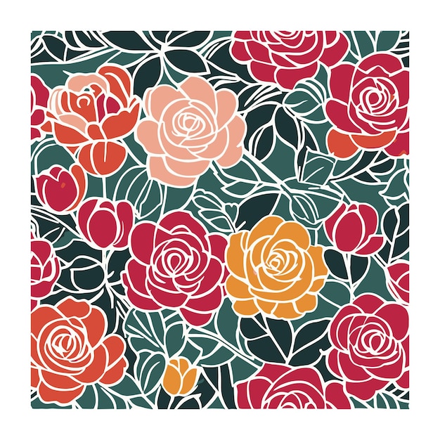 Patrón floral de rosas retro