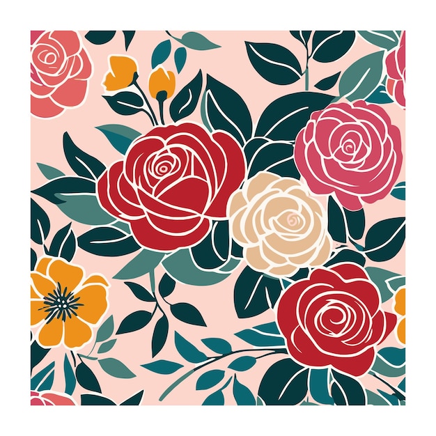 Patrón floral de rosas retro
