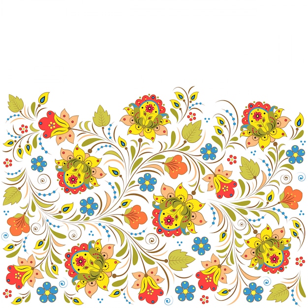 Patrón floral ruso tradicional