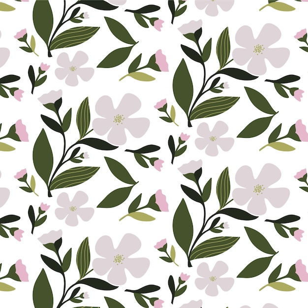 Patrón floral. Textura transparente con flores para estampados de moda o papel de pared. Estilo dibujado a mano, fondo claro.