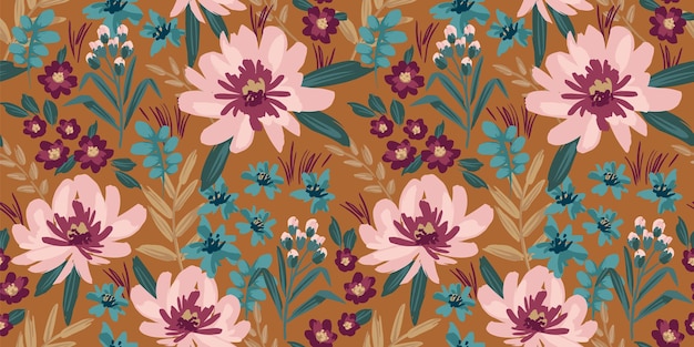 Patrón floral transparente Diseño vectorial para decoración interior de tela de cubierta de papel y otros usuarios