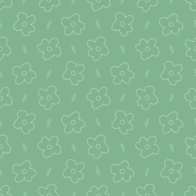 Patrón floral transparente con elementos dibujados a mano