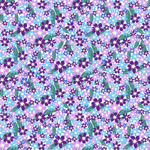 Patrón floral transparente de fantasía con flores y hojas de lavanda azul azul tsman Plantilla elegante para la moda