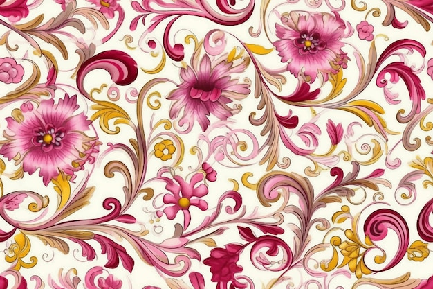Vector patrón floral transparente con flores rosadas patrón de collage retro impresión contemporánea para boda