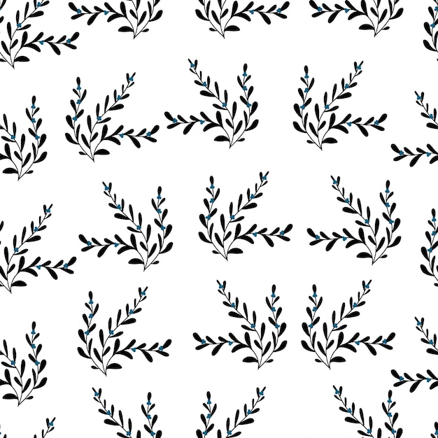 Patrón floral transparente Ilustración simple de flores hojas y ramitas Impresión vectorial