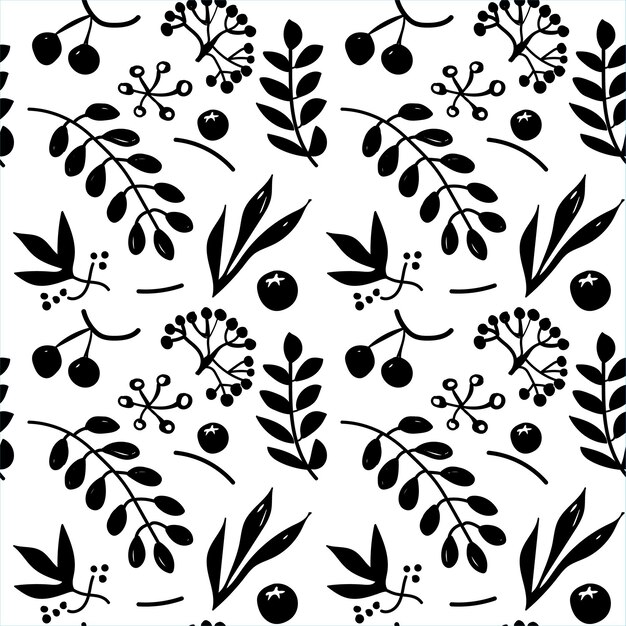 Patrón floral transparente de líneas finas negras sobre un fondo blanco. ilustración vectorial