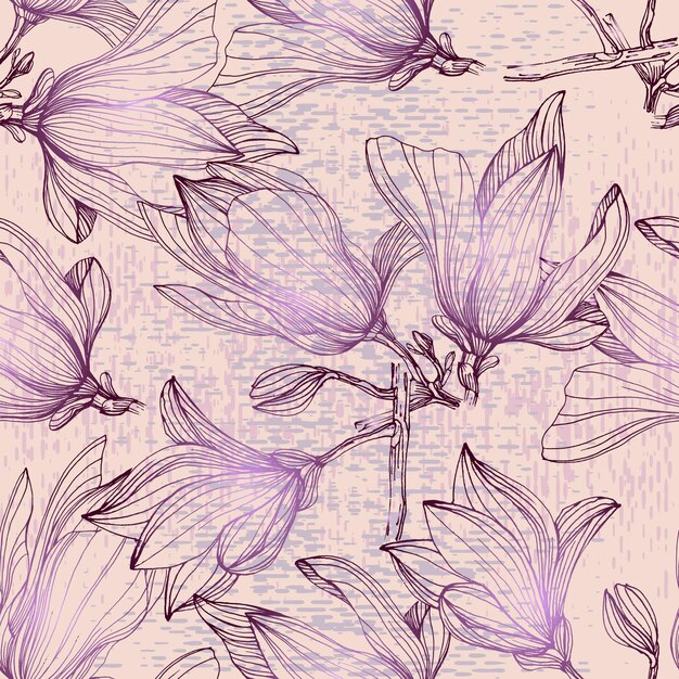 Patrón floral transparente Magnolia
