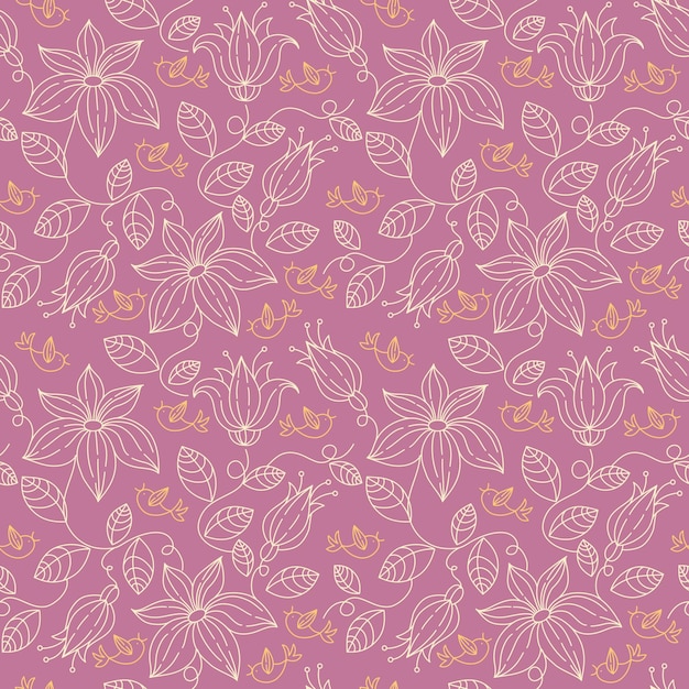 Vector patrón floral transparente con pájaros