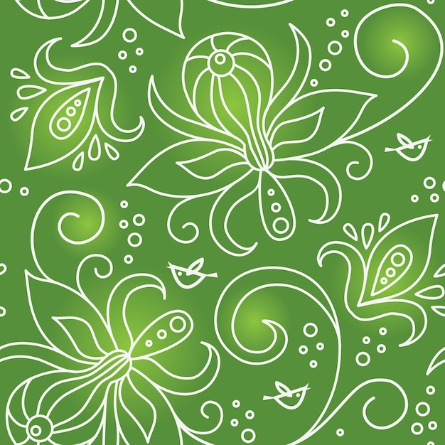 Vector patrón floral transparente con pájaros