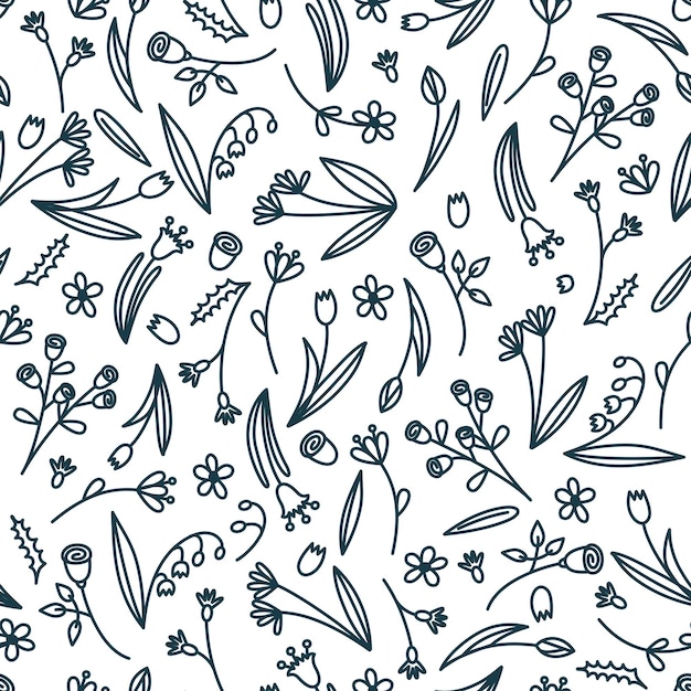Patrón floral transparente para papel, textil o tela. ilustración de vector de estilo de dibujos animados plana