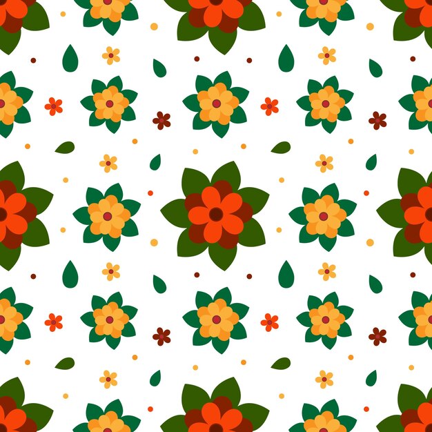 patrón floral transparente, patrón sin costuras con flores, fondo de patrón floral naranja rojo