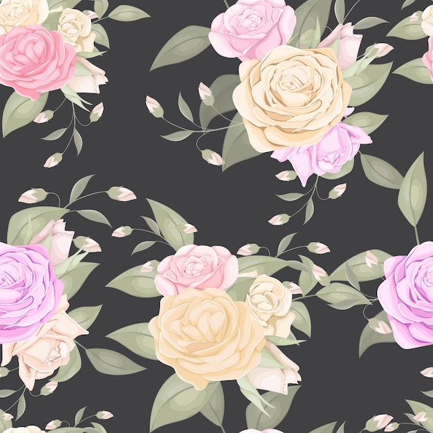 patrón floral transparente con ramo de rosas