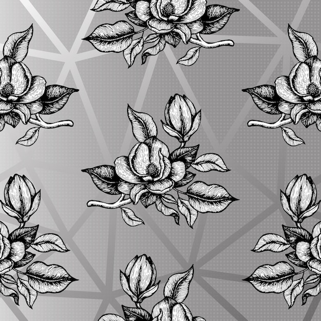 Vector patrón floral transparente con ramos de flores de peonía papel pintado vintage