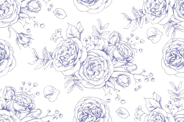 Patrón floral transparente con rosas