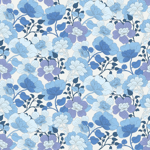 Patrón floral transparente sobre un fondo blanco