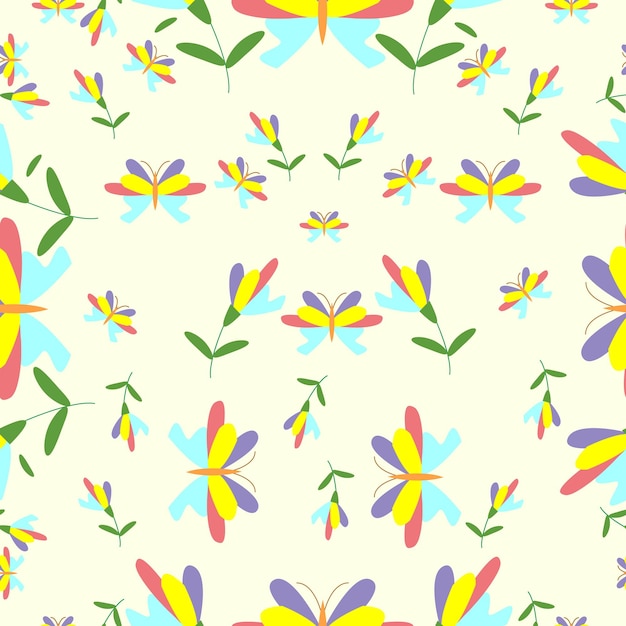 Patrón floral transparente Vector conjunto de patrones sin fisuras flor estilo mínimo