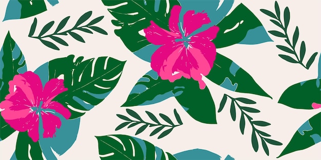 Patrón floral tropical colorido moderno Lindo patrón botánico abstracto contemporáneo sin costuras