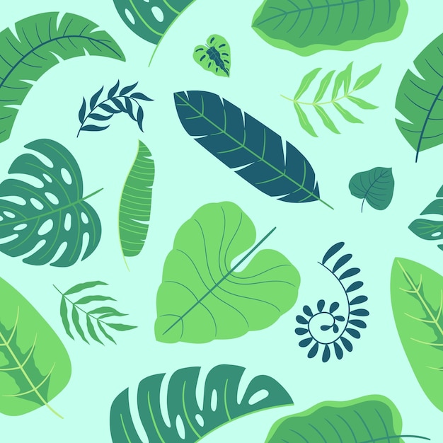 Patrón floral tropical con hojas y ramas verdes Fondo botánico transparente Hojas de palma Impresión textil de papel