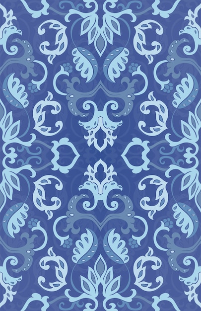 Patrón floral de vector. Adorno azul abstracto. Plantilla para textil, papel tapiz, alfombra.