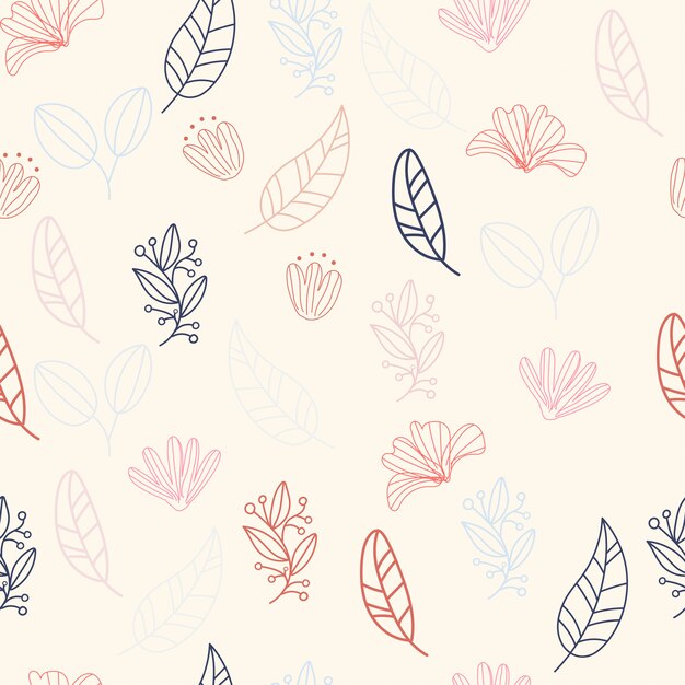 Patrón floral vector en estilo doodle