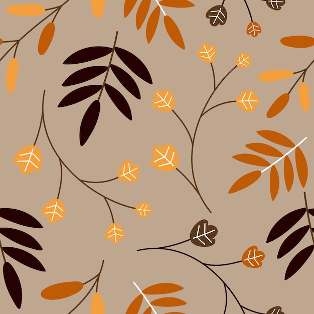 Patrón floral vectorial sin costuras fondo botánico con ramas de árboles para papel de tela
