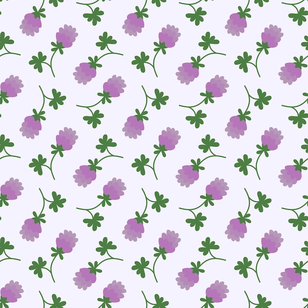 Patrón floral vectorial sin costuras con trébol de flor Ilustración de trébol Planta sencilla de garabateo plano