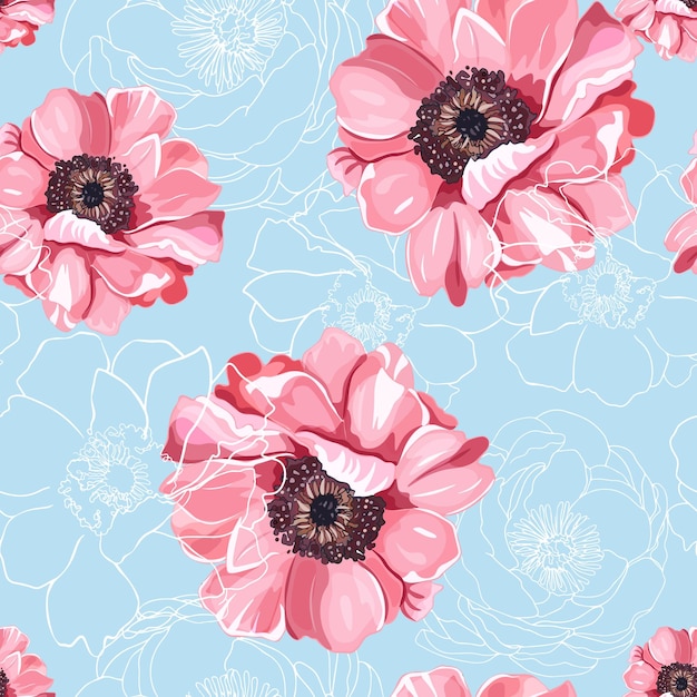 Patrón floral vectorial Delicados colores artesanales de flores tropicales para imprimir en ropa deportiva textil de papel impreso