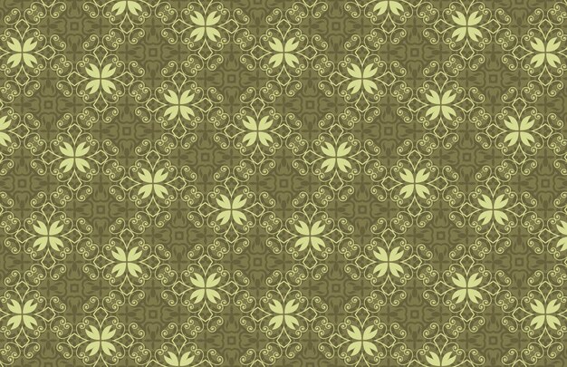 Patrón floral verde con flores amarillas sobre un fondo verde oscuro