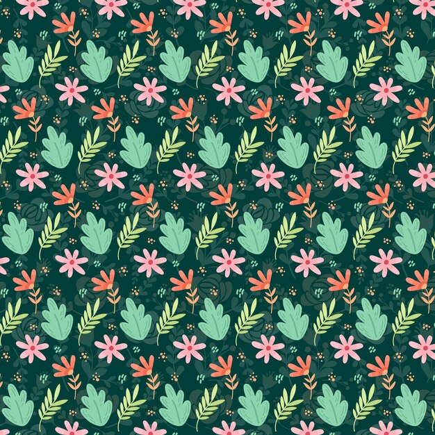 un patrón floral verde y rosa con un fondo verde