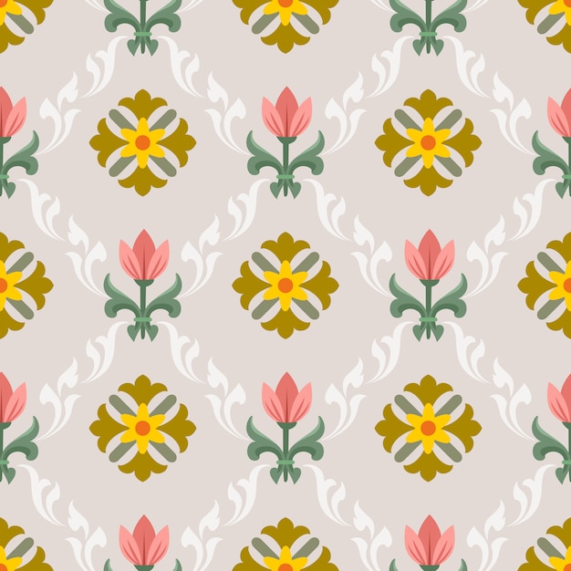Patrón floral vintage sin costuras