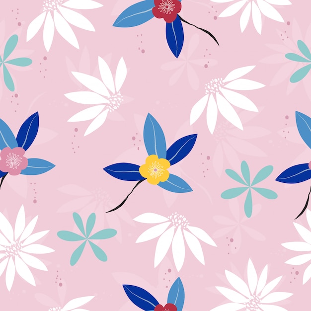 Patrón floral vintage lindo dibujado a mano sin costura