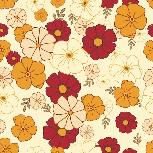 Patrón floral vintage en mano dibujar flor Fondo transparente floral para estampados de moda