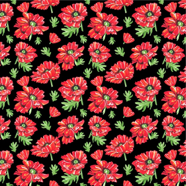 Patrón de flores de amapola
