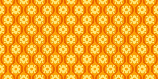 Un patrón de flores amarillas con un fondo amarillo