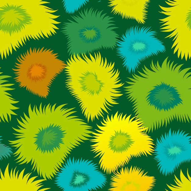 un patrón de flores amarillas con un fondo verde