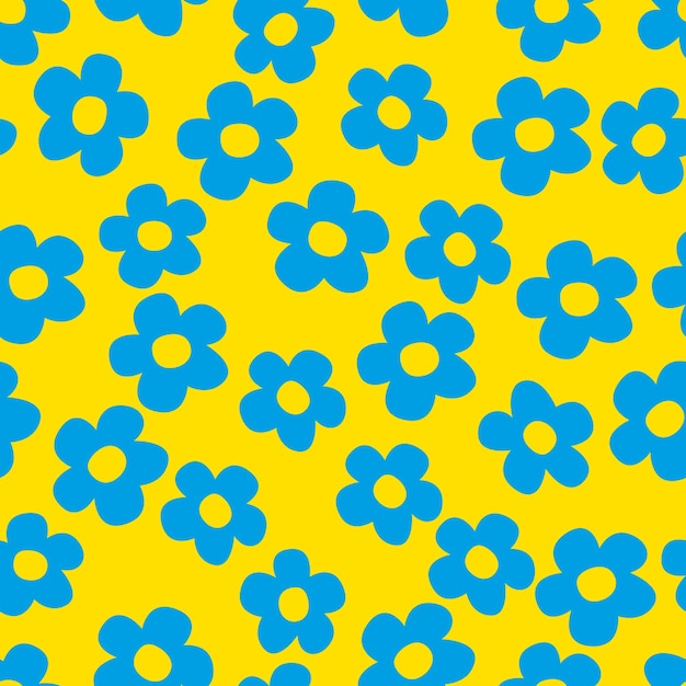 Patrón de flores amarillo azul de patrones sin fisuras en los colores de la bandera ucraniana