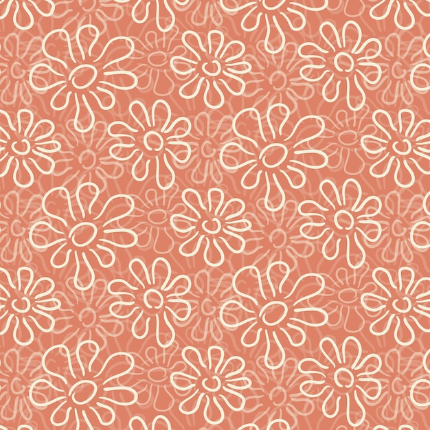 Patrón de flores blancas sobre un fondo rosa cálido