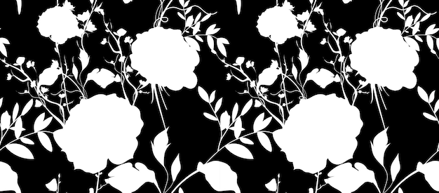 patrón de flores en blanco y negro