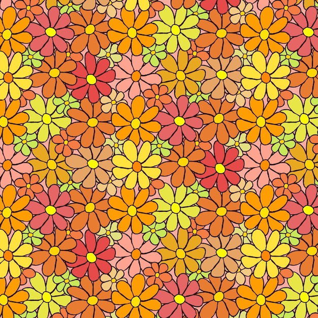 Vector patrón de flores de colores intensivos