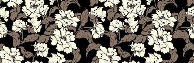 Patrón de flores sin costuras, dibujo a mano, patrón floral, estampado textil