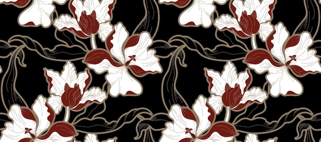 Patrón de flores sin costuras en el vector