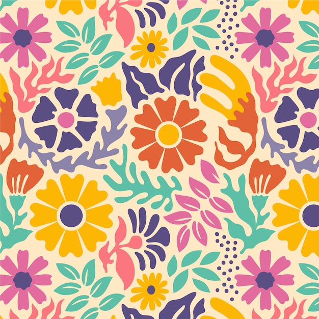 Patrón de flores dibujado a mano
