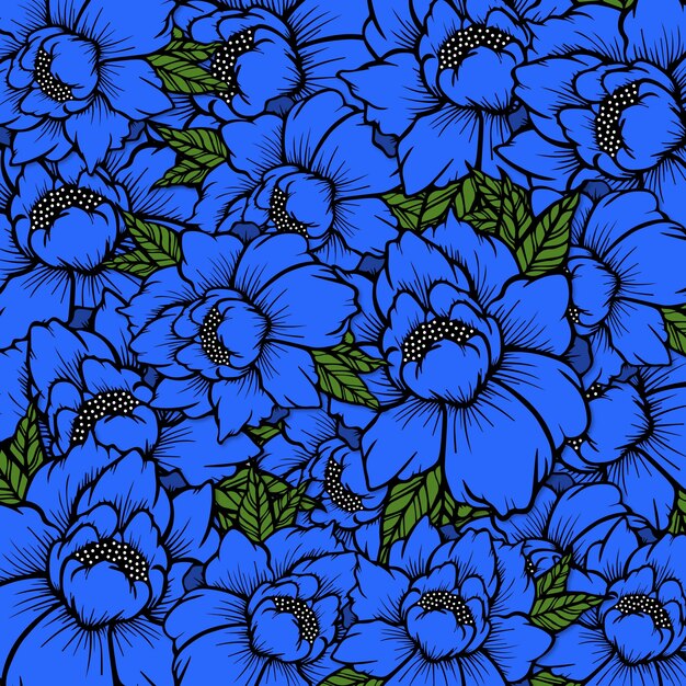 Patrón De Flores Con Estilo Vectorial