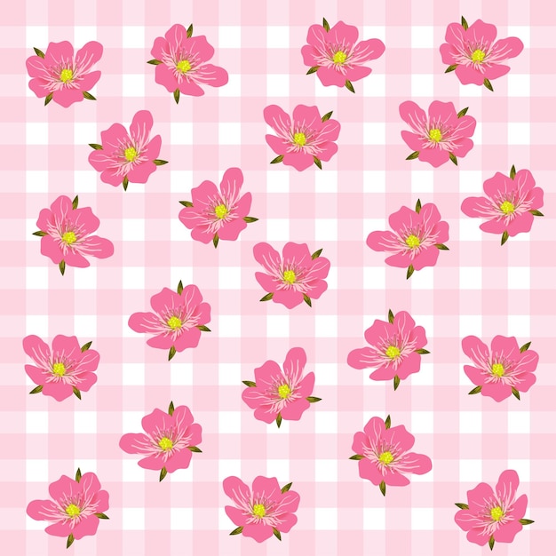 Vector patrón de flores con fondo a cuadros