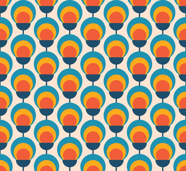 Vector patrón de flores geométricas sin costuras en colores otoñales de moda