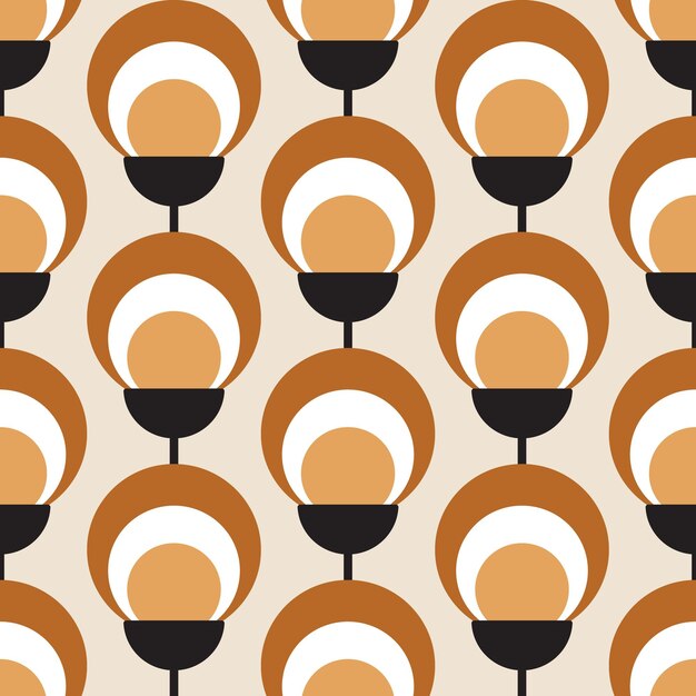 Patrón de flores geométricas sin fisuras en la ilustración de Vector de color beige