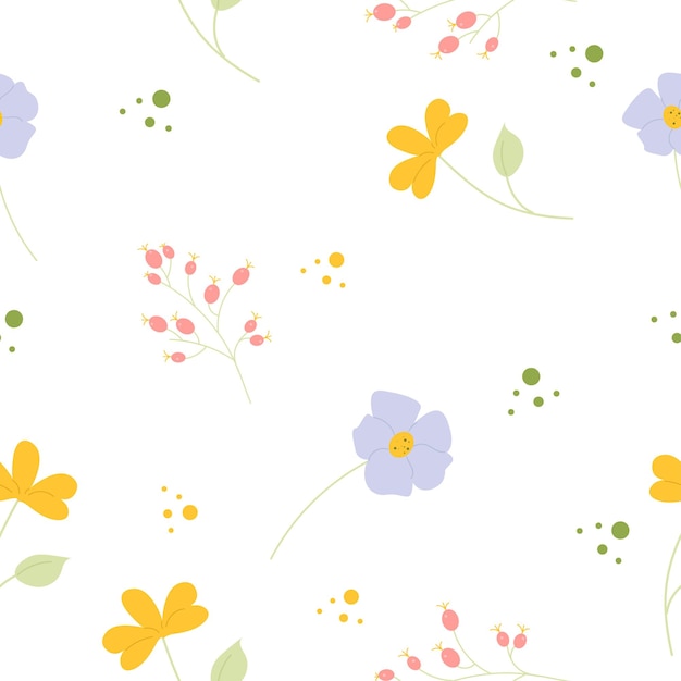 Patrón de flores de hierba de hoja en color pastel Vector
