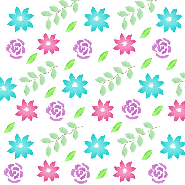 Vector patrón con flores y hojas de acuarela fondo colorido para textiles o embalaje