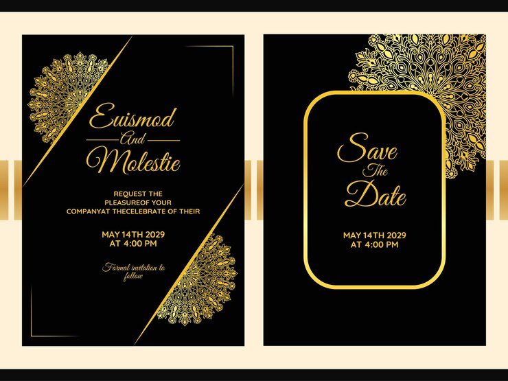 El patrón de flores de lujo de la tarjeta de invitación de boda de Save Date